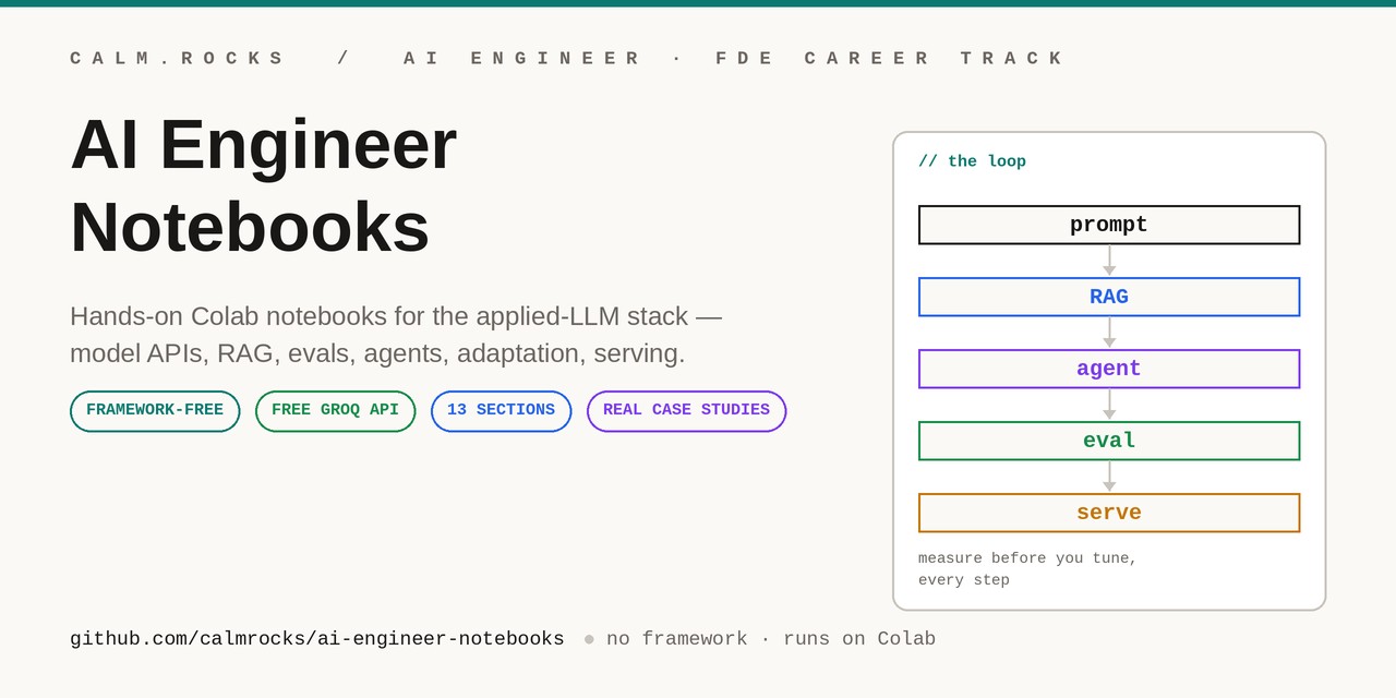 AI Engineer Notebooks: Free, Framework-Free RAG and Agents on Colab