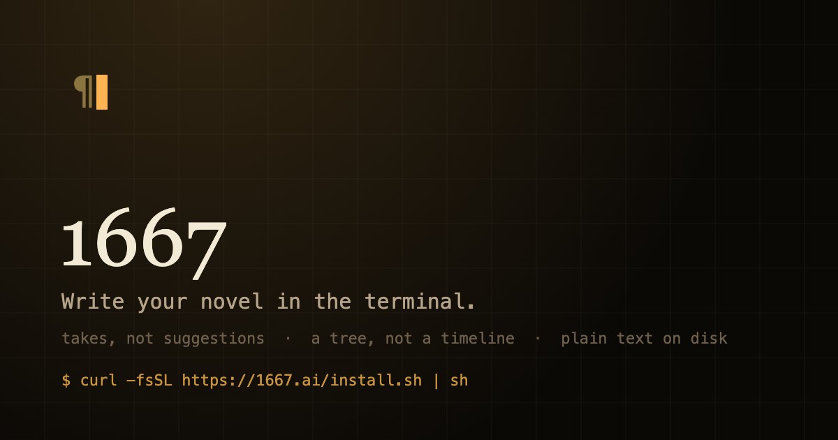 1667: A Terminal UI for Writing Fiction with Language Models