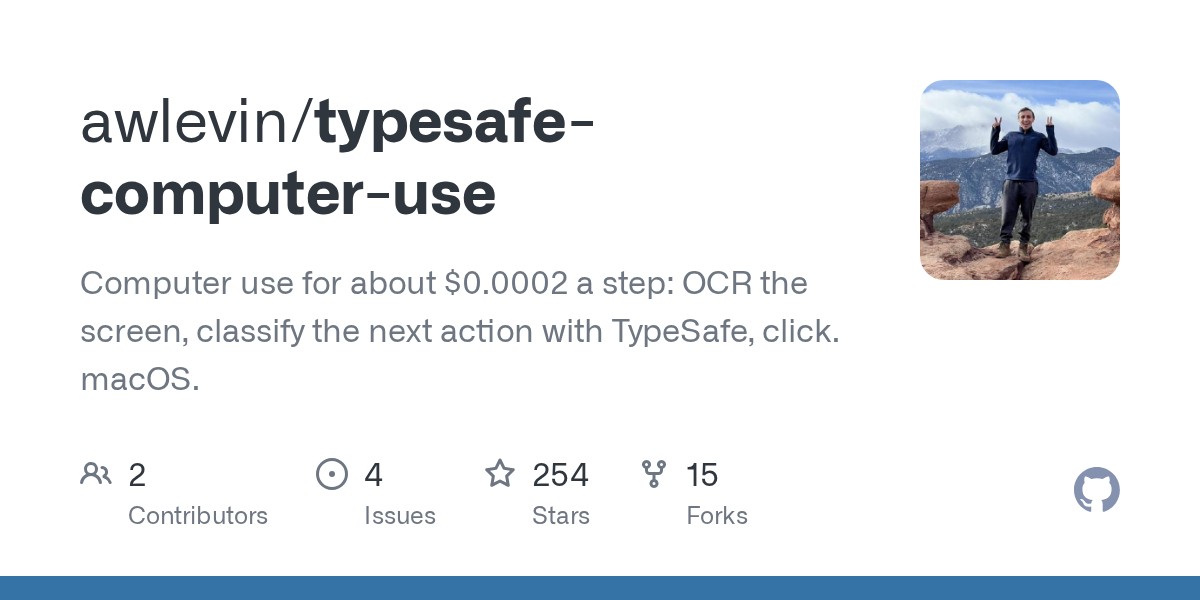 Typesafe computer-use drives a Mac toward a goal for 1/50th of a cent per step